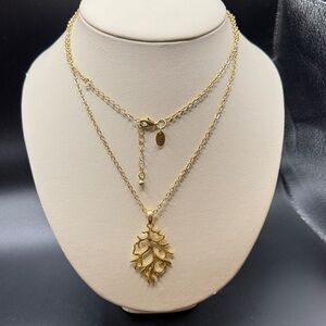 Lia Sophia "Branch Out" Matte Gold Tone Necklace 30-33"